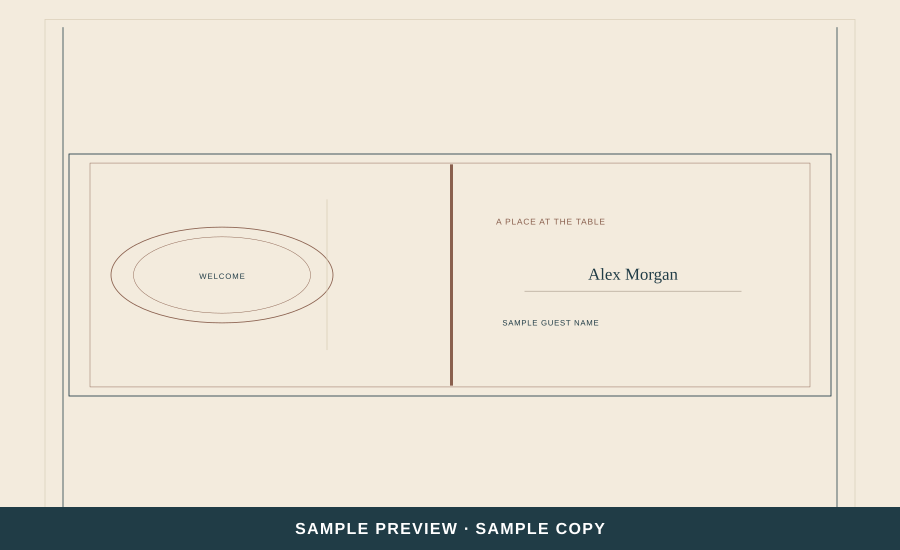 Tidal Line Place card artwork preview with clearly marked sample wording.